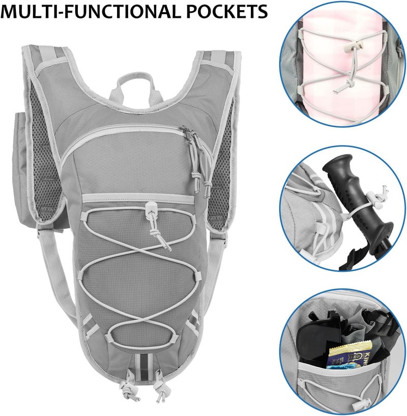DEVONWIDE Lightweight Hydration Backpack 2L Water Bladder Pack for Running, Cycling, Hiking – Anti-Theft Water Backpack with Phone Holder, Trekking Pole Holder & Reflective Strips for Men & Women - Image 4